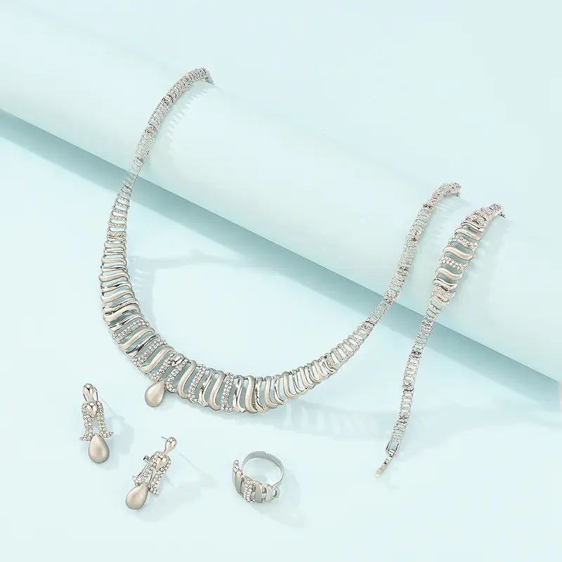 Fashion Simple Alloy First Necklace And Earrings Four-piece Set