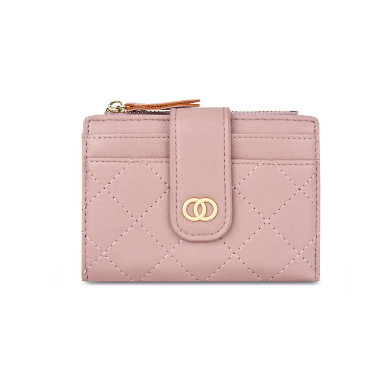 Women's Small Fragrant Embroidery Thread Multi-card Coin Purse Women Cross-border Wallet - Pink