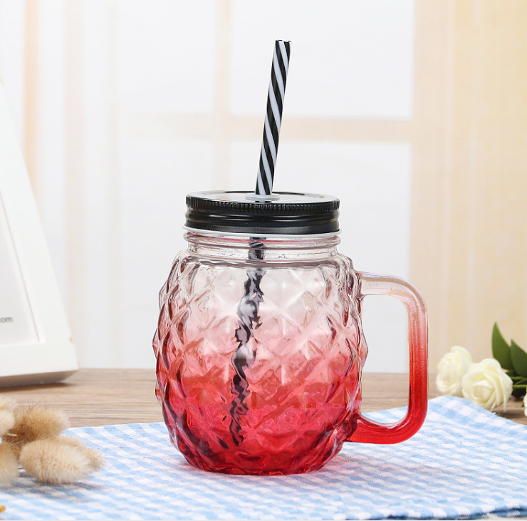 Title 4, Water cup pineapple cup glass mason jar glass b...