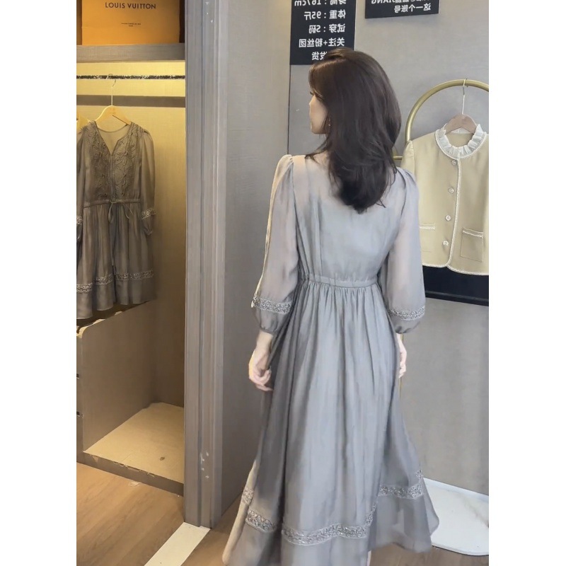 Lantern Sleeve Midskirt Embroidered Dress Summer