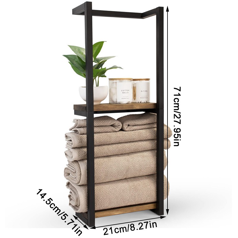 Wall Mounted Towel Rack Metal Storage Shelf Holder Rail-Bathroom Organizer Black — image 7