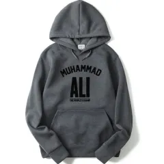 Men's Solid Colour Fleece Pullover Sweatshirt Hoodie Letter Print - Dark Grey Black Logo - View 1