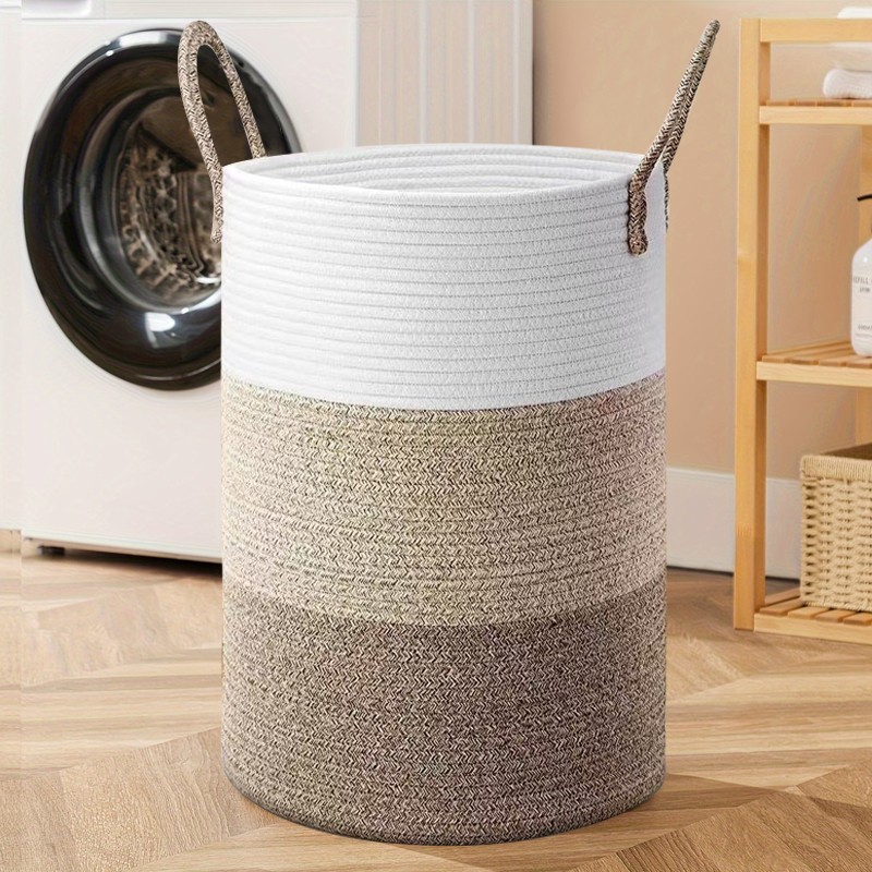 58L Cotton Rope Basket Large Blanket Woven Storage Organiser Nursery Laundry — image 4