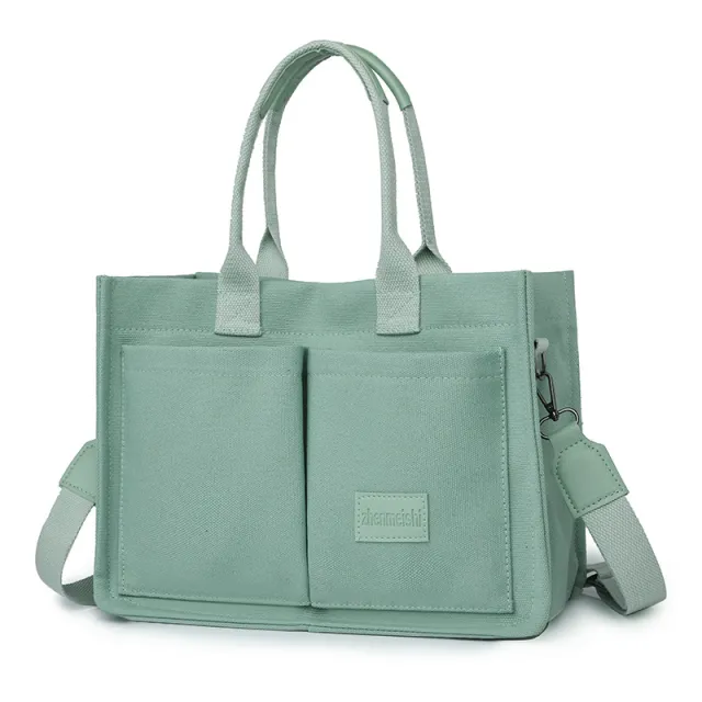 New Canvas Shoulder Bag Women Large Capacity Multi pocket Handbags Casual Crossbody Shopper Bags For Students Green - Shop at LoveMi