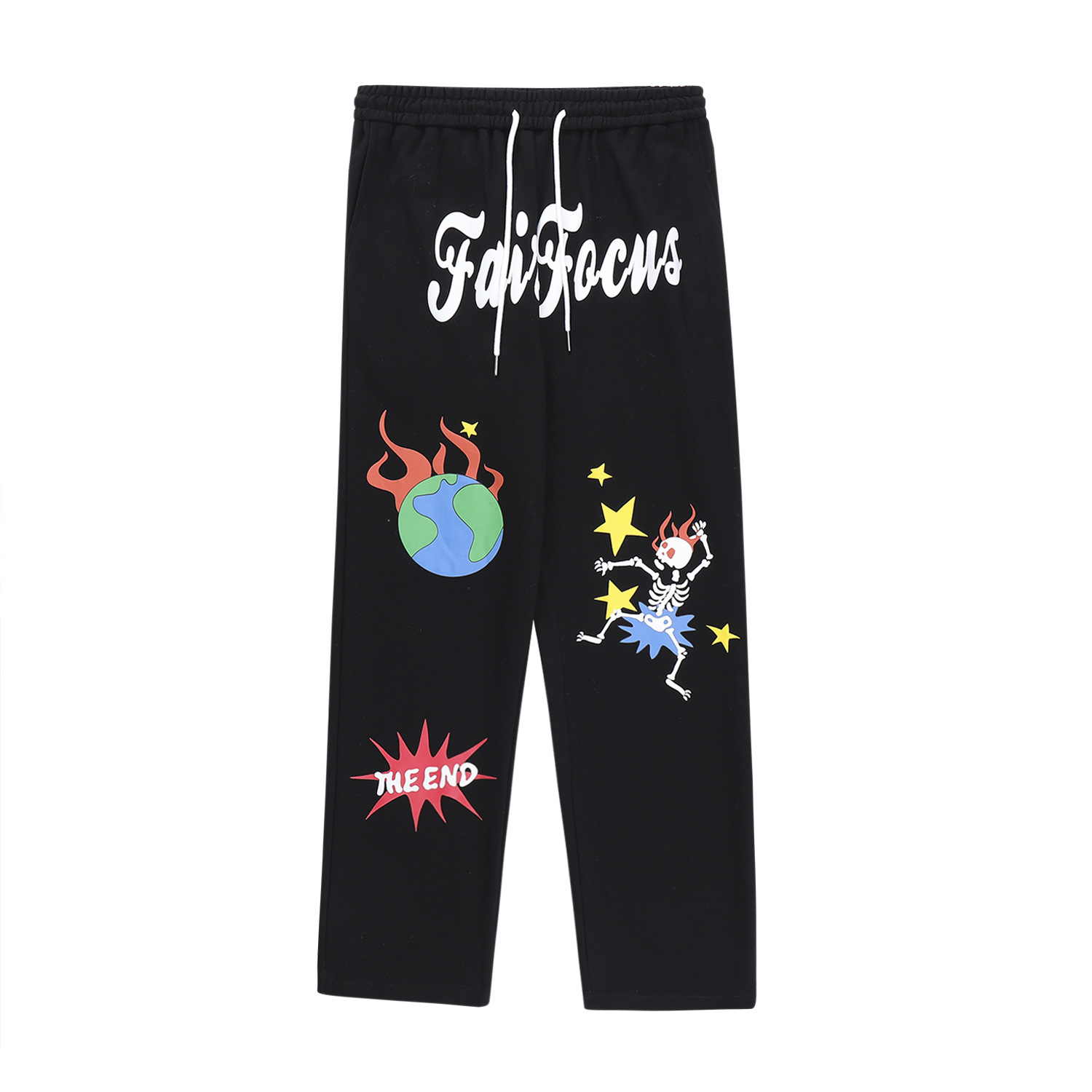 Foam Printed Straight Casual Trousers