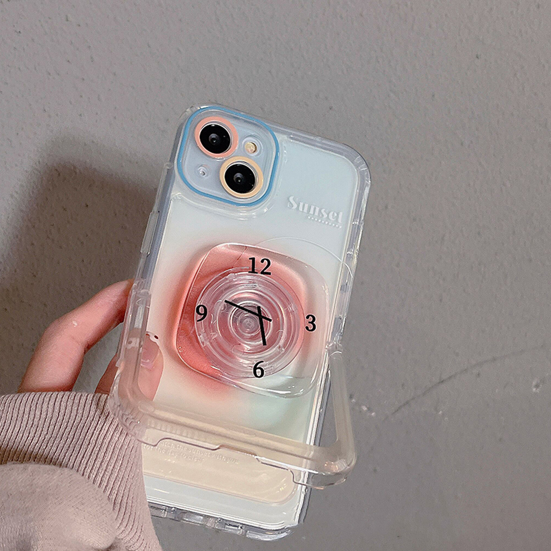 Smudge Clock Transparent Stand Phone Case - Image 2