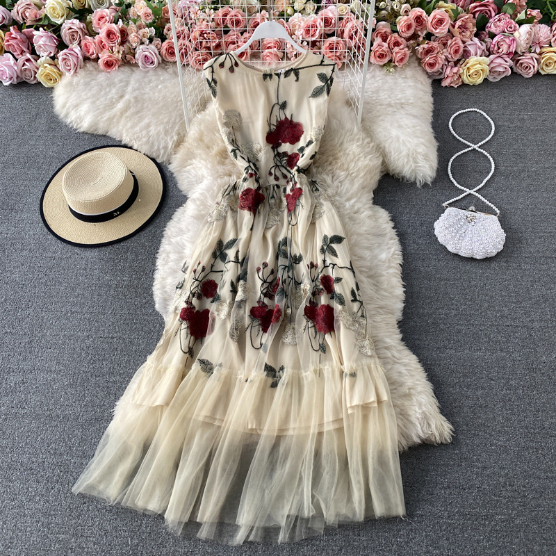 Mesh Floral Embroidered Dress