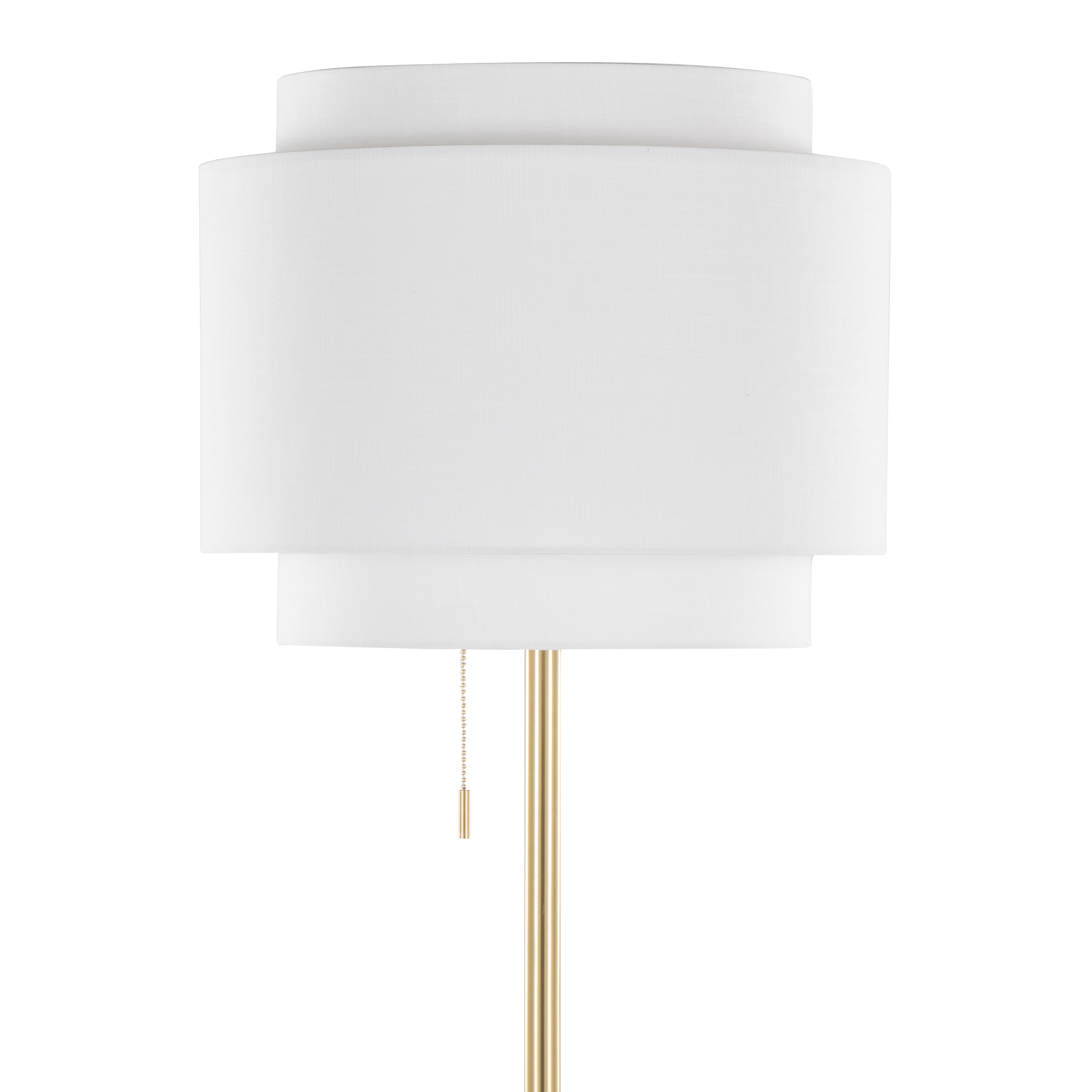 Tier 64inch Contemporary Metal Floor Lamp In Gold Metal With Off-White Linen Shade thumbnail 3