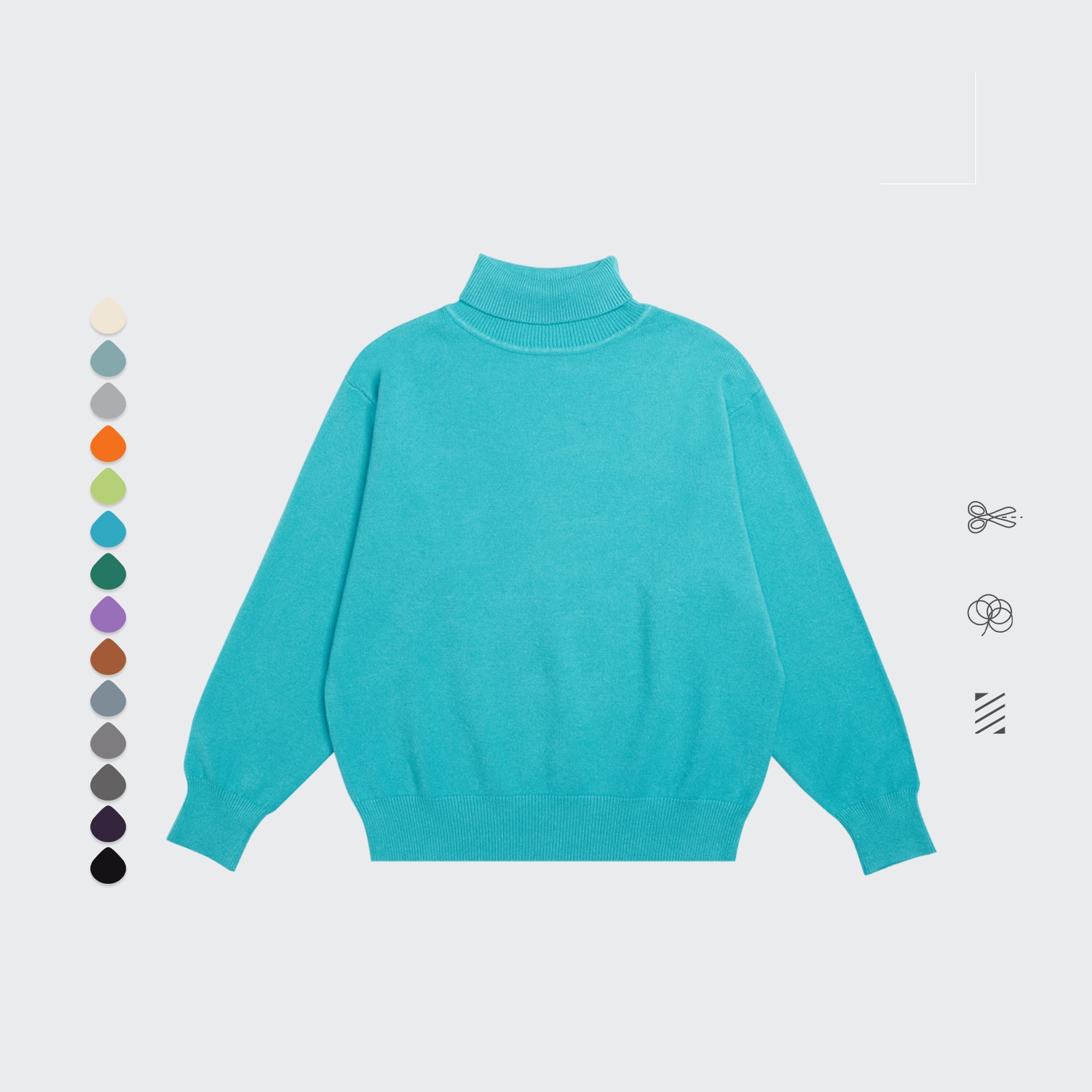 Title 7, Core Spun Loose High Neck Sweater Solid Color K...