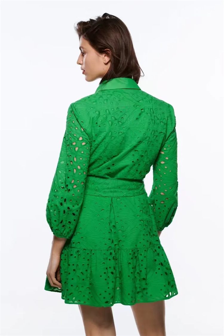 Embroidered Cutout Tie Dress