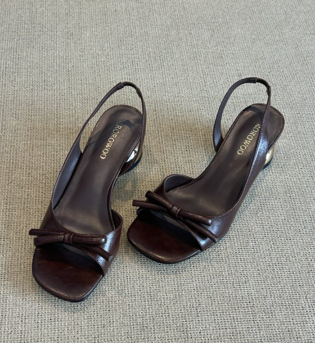 Women French Square Toe Bow Kitten Heel Sandals, 2026 New Summer Thin Strap Minimalist Outdoor Heels, Elegant Shoes To Match Dresses