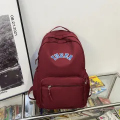 Simple Backpacks School Bags Student Girls Nylon Bag Women - Red - View 1