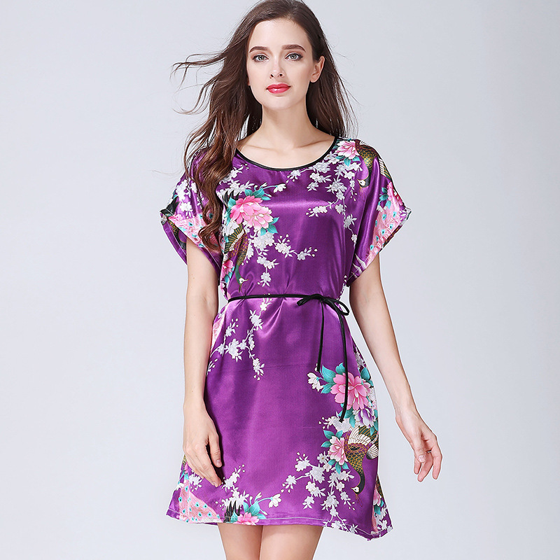 Title 12, Imitation Silk Nightdress Round Neck And Thin B...