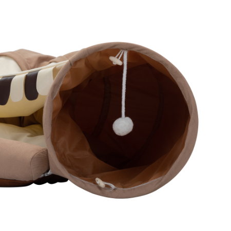 Cat's Telescopic Tunnel Cushioned Bed Pet Nest Teasing Balls Zipper Connection Feline Supplies