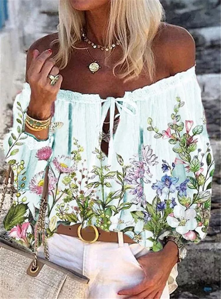 Women's Printed Tie-Up Neck Chiffon Shirt