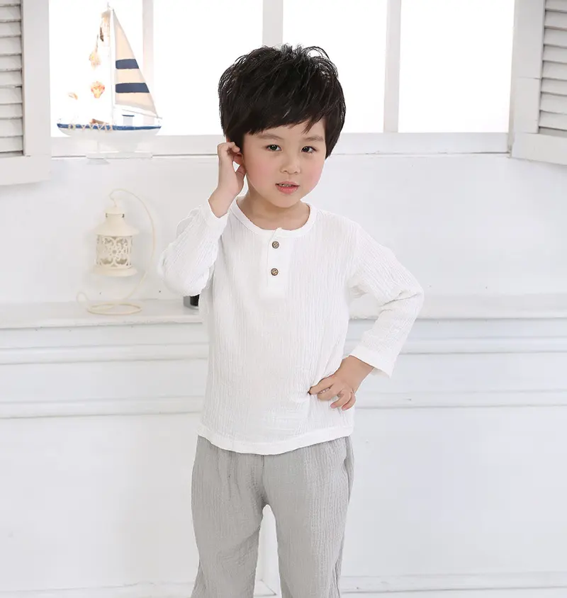 Boys' Short-sleeved Cotton and Linen T-shirts for Children's Tops