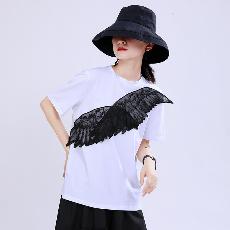 Title 6, Short Sleeve Design Personality Blouse With Ang...