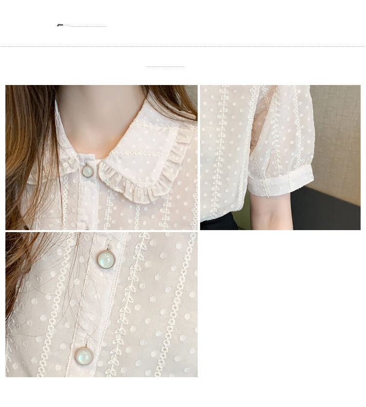 Title 3, White Girly Blouse Short-sleeved Western-style ...