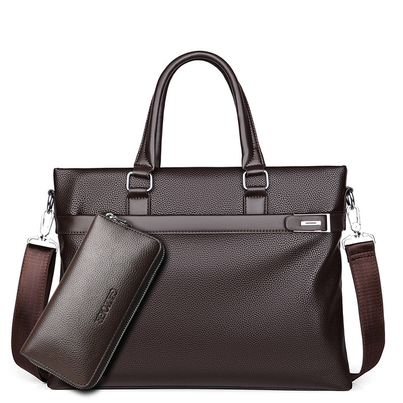 Large Capacity Business Handbag Men's Soft Leather Briefcase — foto 8