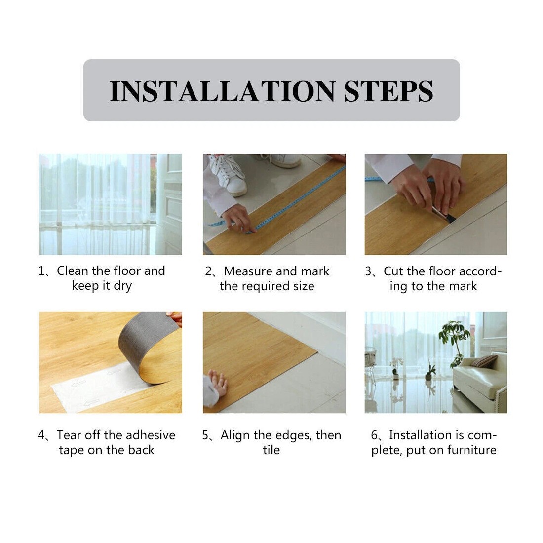 Self-Adhesive Vinyl Flooring Planks | White Wood Effect