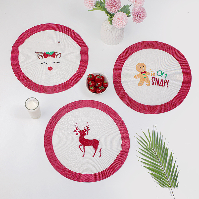 Christmas PVC Embroidered Placemat (Black)