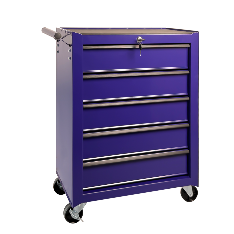 Rolling Metal Tool Chest With 5 Drawers, 20inch 5-Drawer Tool Chest Cabinet With Ball Bearing Drawer Slides, Steel Tool Storage Box Organizer -PURPLE — foto 8