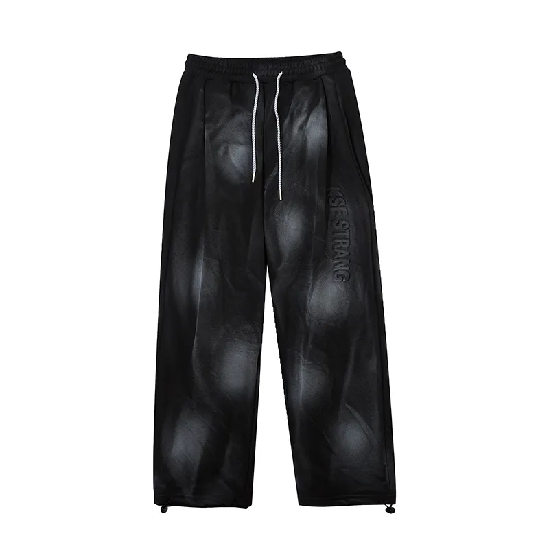 Diablo Tie-dye Niche Casual Panties Women Wide Leg Pants - Black