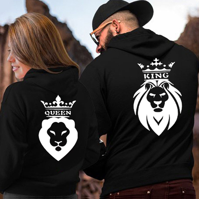 Fashion Couple Outfit Lion Pattern Men's And Women's Hooded Sweater