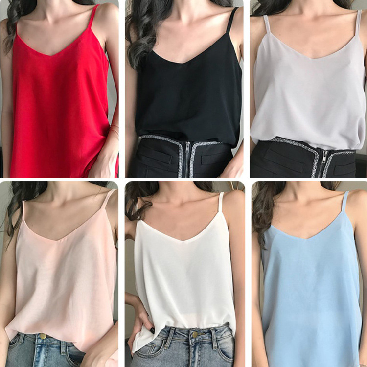 Title 1, V-neck Double Layer Chiffon Vest Sling Women Pl...