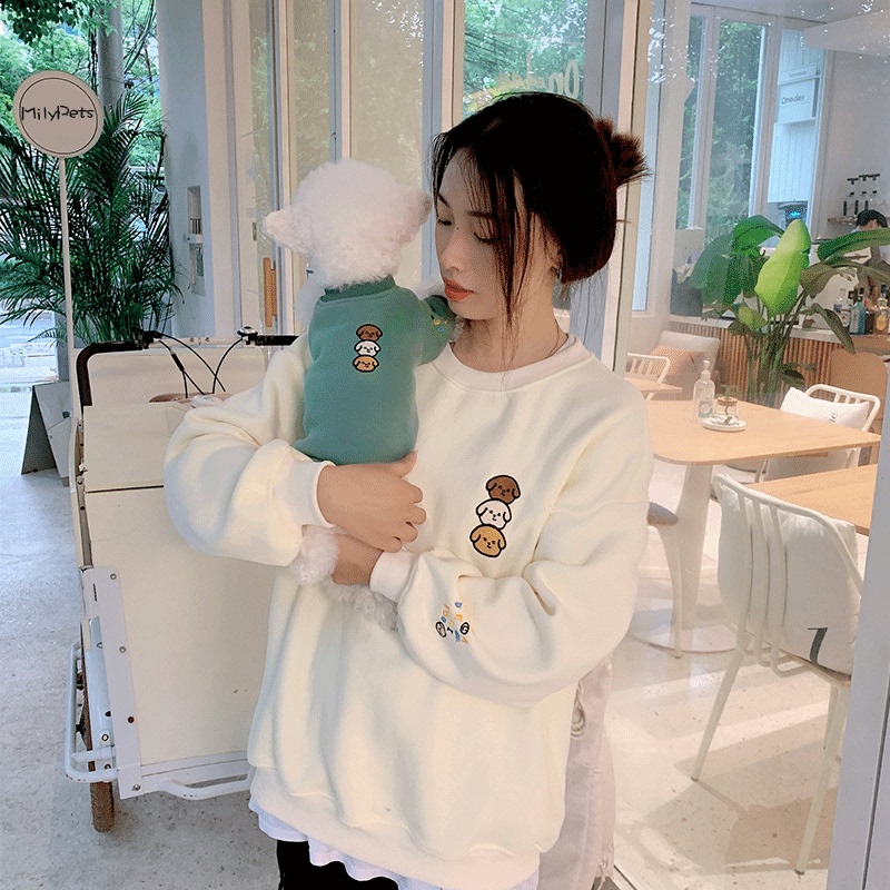 Parent child Wear Sweater Autumn And Winter Pet Dog Small Dog Clothes Winter Ffwhite Adult Pack - Shop at LoveMi