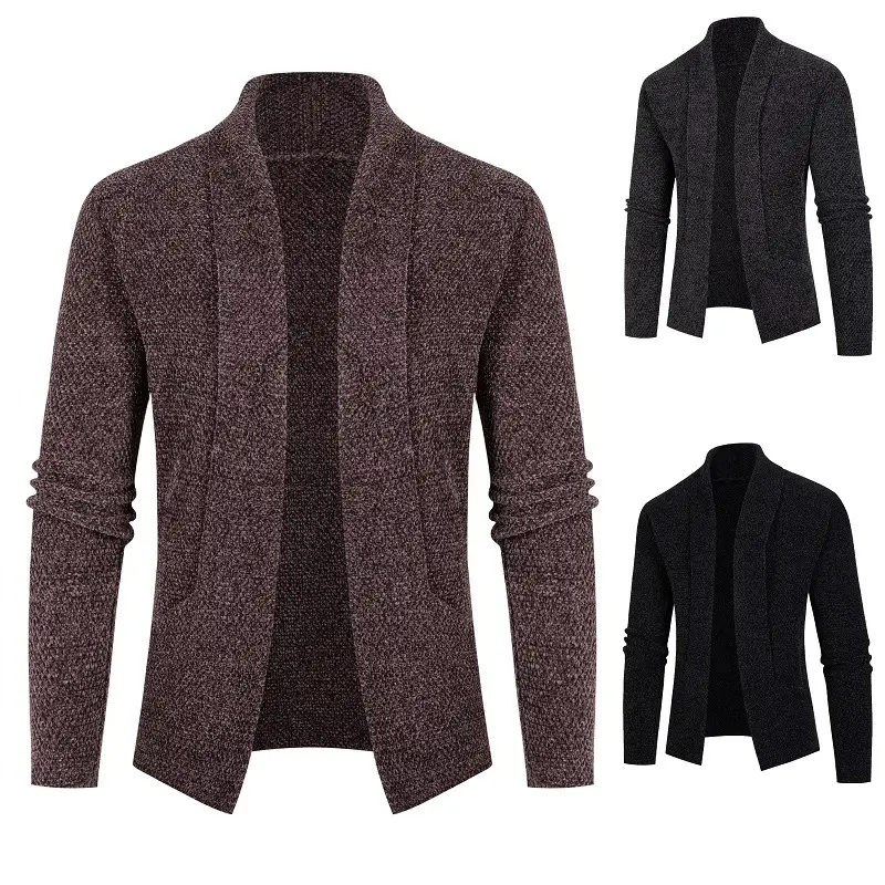 New Style Men's Solid Color Cardigan Sweater Casual Coat