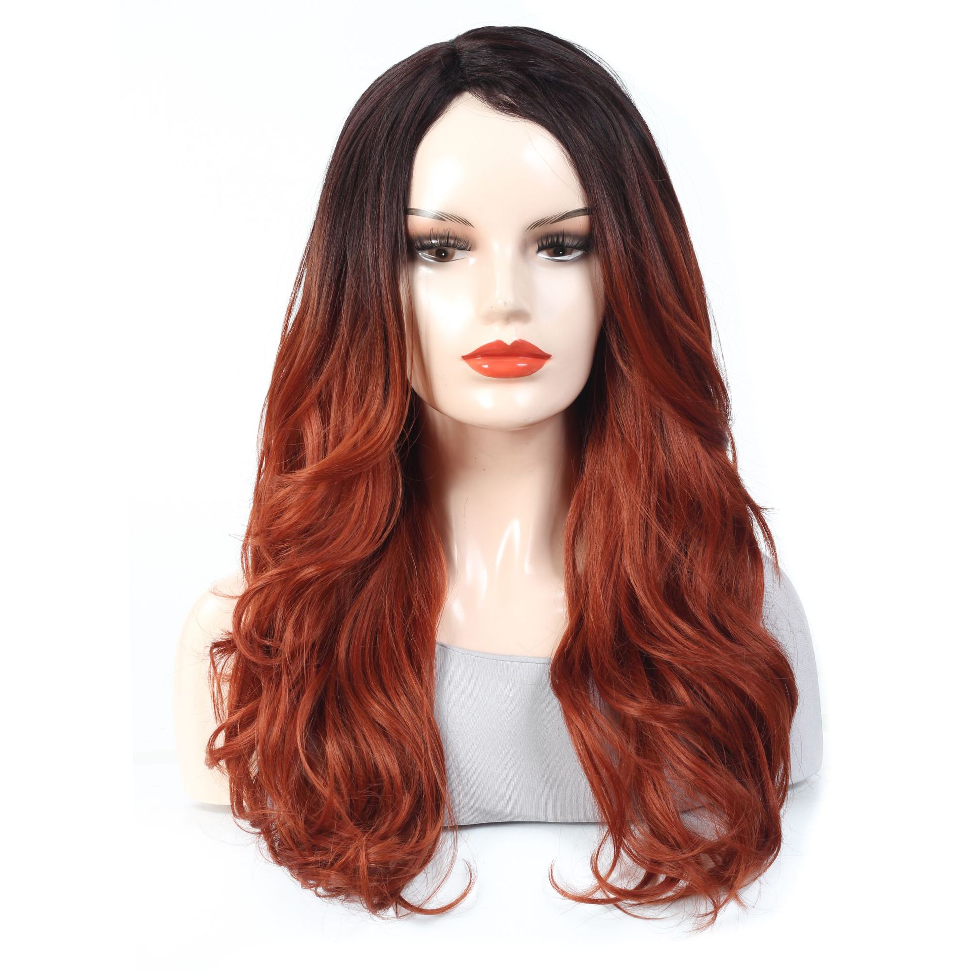 New Fashion Temperament Wig Chemical Fiber Front Lace Long Curly Hair Headgear Brown - Shop at LoveMi