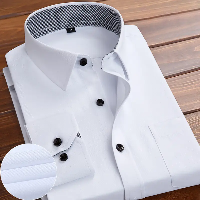 Men's Long Sleeve White Shirt Business Twill Men's Clothing Business Clothing Hotel KTV Work Clothes Black