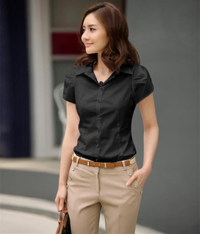 White Shirt Women's Short-sleeved Business Wear Summer Cotton White Shirt