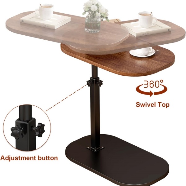 Table d'appoint de canapé réglable en forme de c – Image 3
