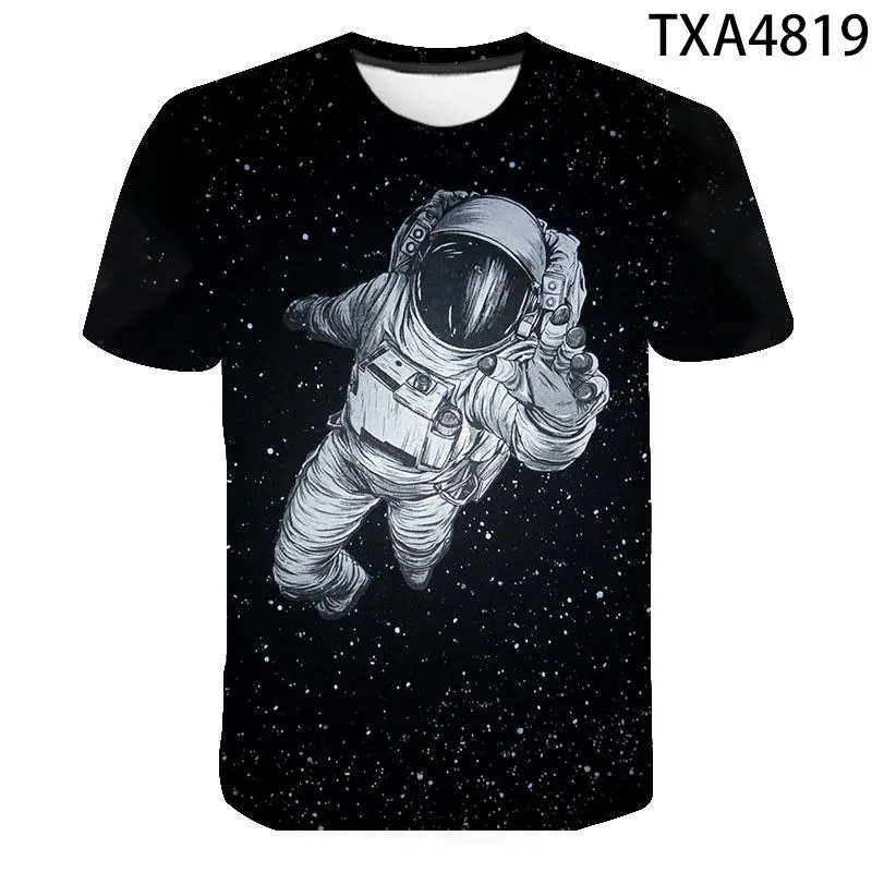 Summer Fashion Astronaut Starry Sky 3D Digital Print T-Shirt - Xxs