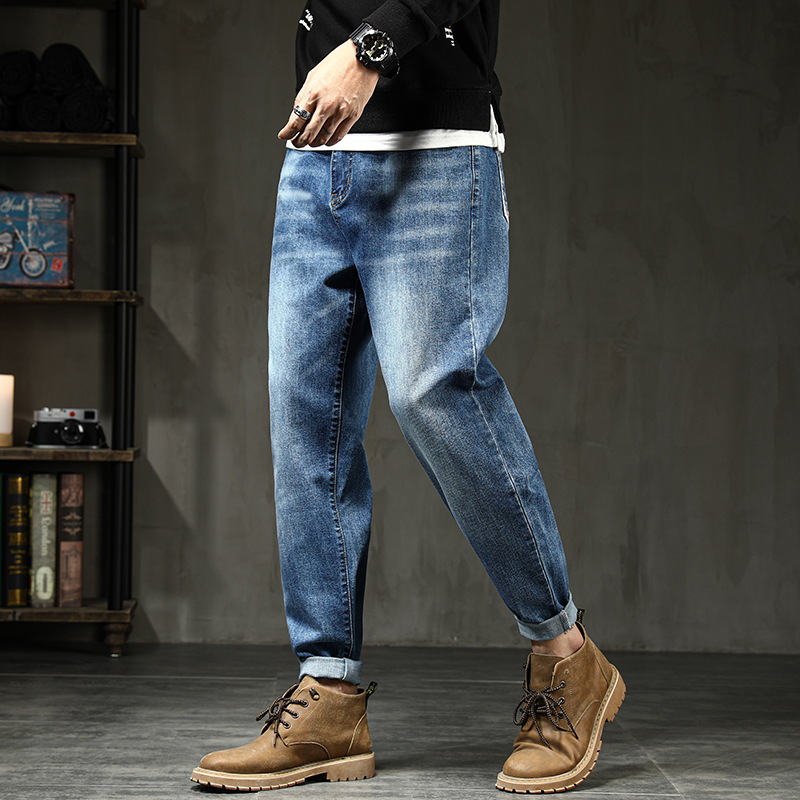 Title 2, Jeans Uomo Loose Plus Size Pantaloni Harem Elas...