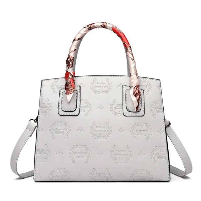 Large capacity Fashion And Popular Embossed Ladies One shoulder Messenger Handbag Grey - Shop at LoveMi