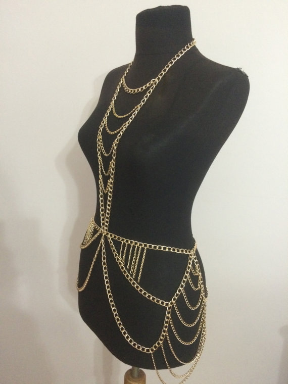 Women's Metal Multilayer Waist Chain One Piece Beach Bikini Necklace