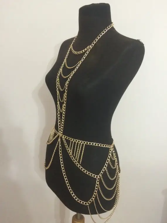 Women's Metal Multilayer Waist Chain One Piece Beach Bikini Necklace