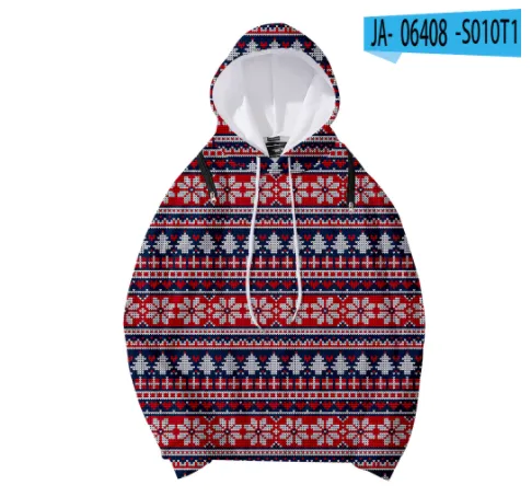 Christmas Element Printed Detachable Hooded Loose Women's Sweater - Style4-Xl