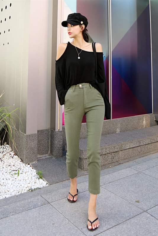 Title 7, High Waist Slimming Straight Leg Pants Casual