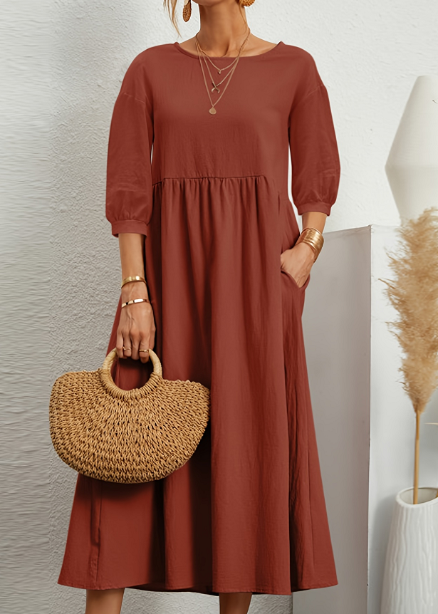 Long Dress With Mid-sleeve