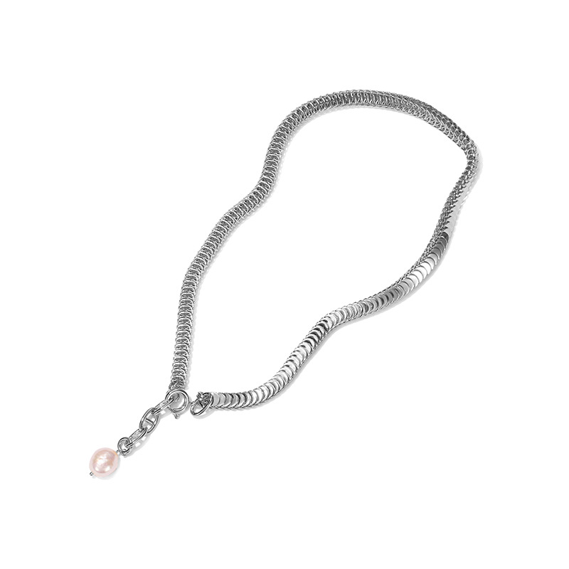 Brass 18k Real Gold Plated White Gold Real Snake Bone Chain Necklace White Gold - Shop at LoveMi