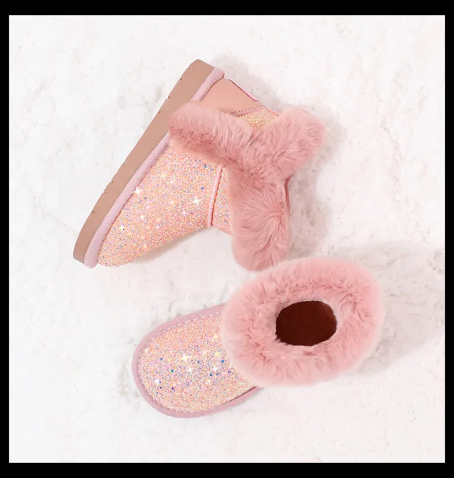Girls Snow Boots Children's Shoes Baby Thickening And Velvet Cotton Pink - Shop at LoveMi
