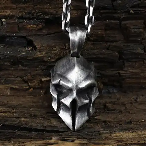 Roman Helmet Mask Knight Necklace Pendant