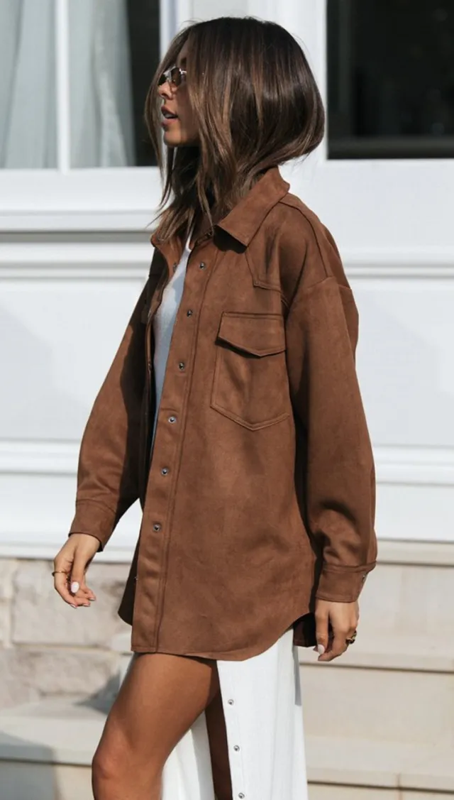 New Autumn And Winter European And American Women's Corduroy Loose Casual Jacket Brown - Shop at LoveMi