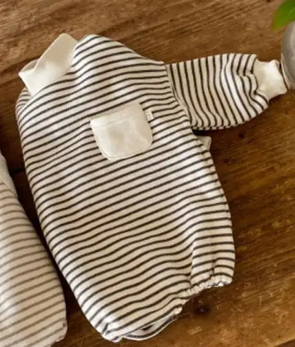 Striped Turtleneck Romper Bag Fart Sweater Loose And Casual