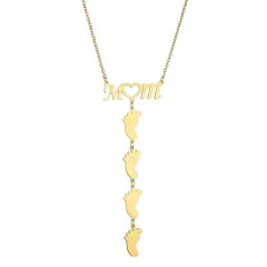 Stainless Steel MOM Necklace Fashion Customised Name - Golden - View 1