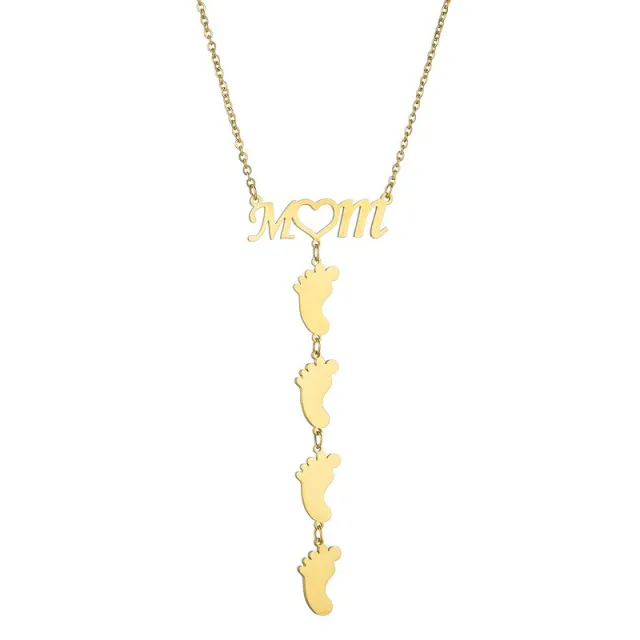 Stainless Steel MOM Necklace Fashion Customized Name Golden - Shop at LoveMi